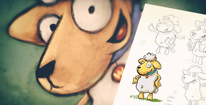 Tommi Süssmilch Illustration + Grafik Wolly Sympathieträger Maskottchen Freihofgrundschule Kirchheim